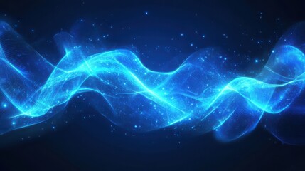 Abstract Blue Glowing Wave Energy Flow Design