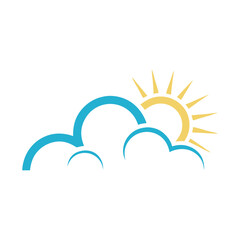 Weather Icons Set with Sun and Clouds.