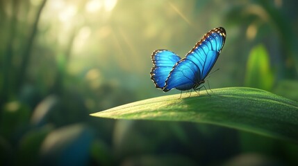 blue butterfly on green grass