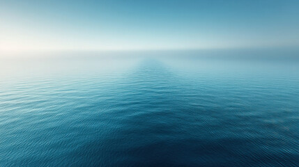 Obraz premium vast expanse of deep blue water stretches to horizon, creating serene and tranquil atmosphere. calm surface reflects soft hues of sky, evoking sense of peace and wonder