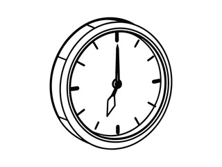 Wall Clock Line Art Silhouette Vector