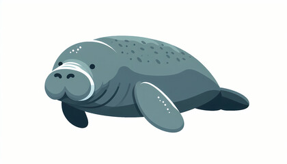 A playful illustration of an Amazonian manatee swimming gracefully in a serene environment.