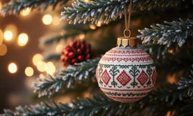 Beautiful Christmas ornament on tree