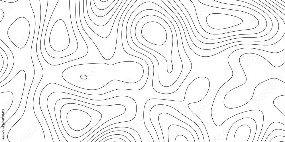 Poster Contour map background. Geography scheme and terrain. Topography grid map. Ocean topographic line map with curvy wave isolines. Stylized height of the topographic map contour in lines