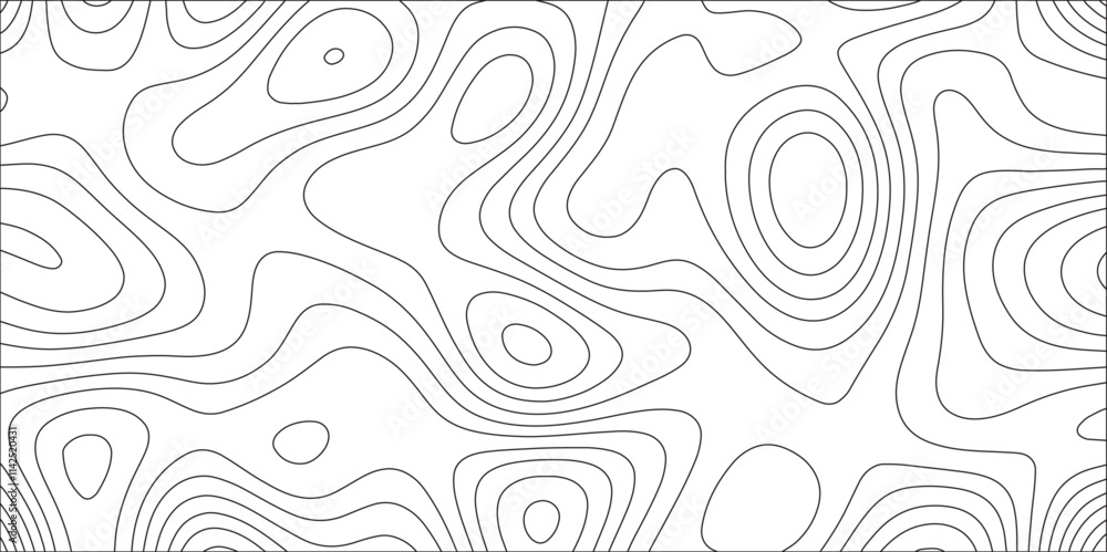 Poster Contour map background. Geography scheme and terrain. Topography grid map. Ocean topographic line map with curvy wave isolines. Stylized height of the topographic map contour in lines