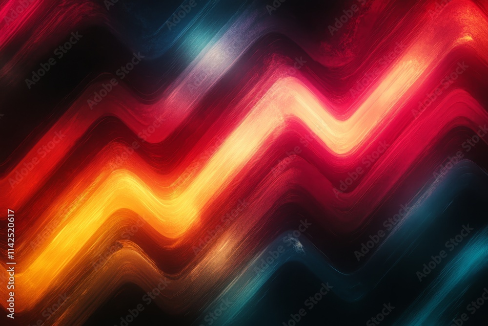 Poster bright streaks of light flowing in wavy pattern, forming an abstract backdrop with energetic and vib