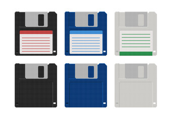 Vector illustration of floppy disks in pixel art