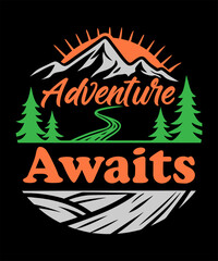 Hiking Outdoor Mountain T-Shirt Design Vector Art and Illustration