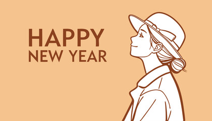 Obraz premium Happy New Year Text to Wish, Vector Illustration Design