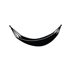 Hammock Silhouette Vector Illustration on White Background