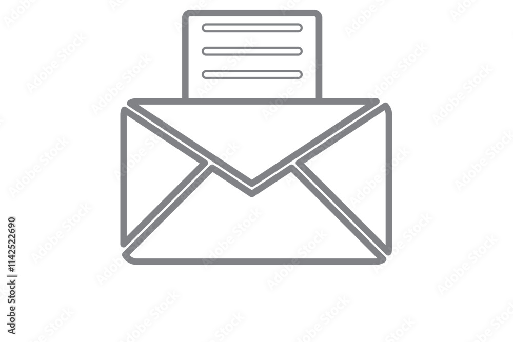 Poster message envelope line art icon for apps and websites