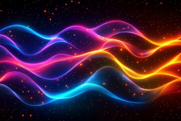 Obraz premium Vibrant light trails create a mesmerizing spectacle against a backdrop of twinkling stars