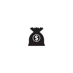 Minimalist Black Money Bag Icon with Dollar Sign