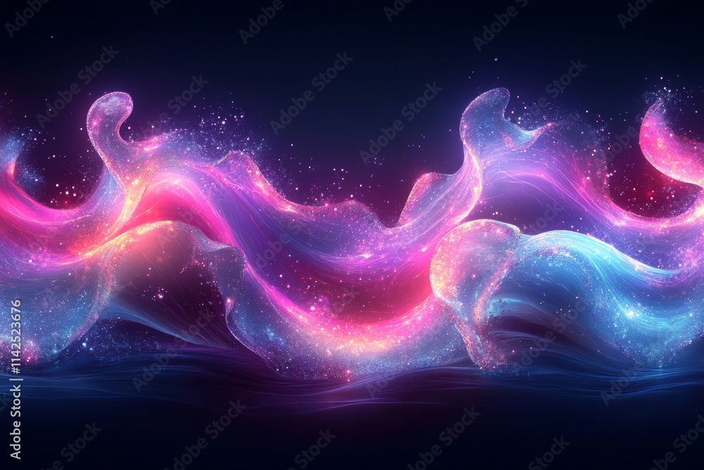 Aufkleber abstract background with colorful particles flowing and forming wavy shapes