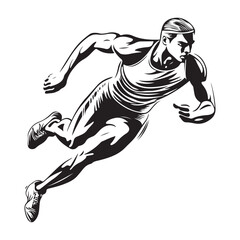 Silhouette of a running person isolated on white background, running man vector silhouette