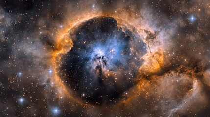 Stunning Cosmic Nebula with Bright Stars and Colorful Gas Clouds