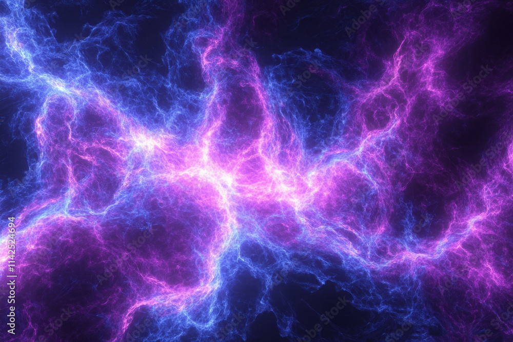 Poster abstract colorful plasma energy field is colliding and creating bright light