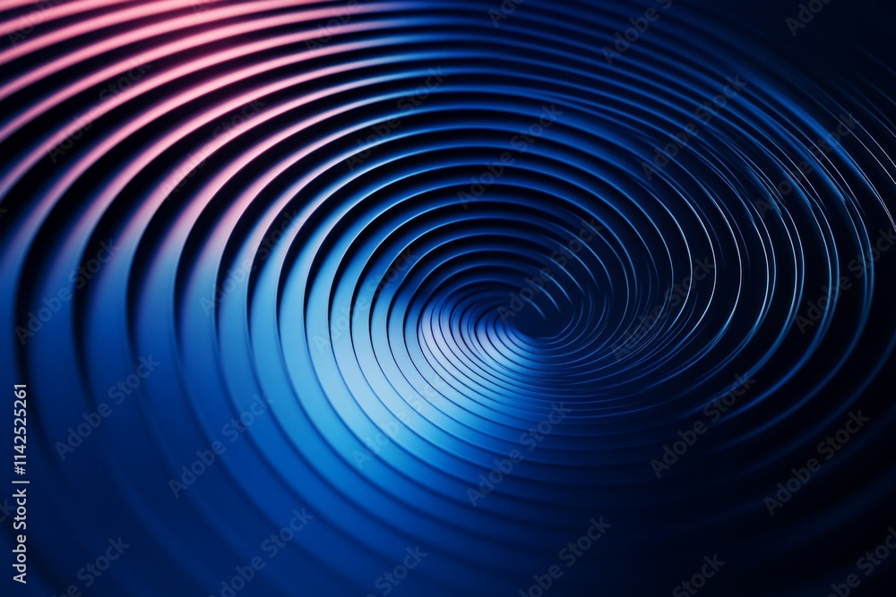 Poster pink and blue gradient illuminating a metallic vortex, creating a captivating visual effect