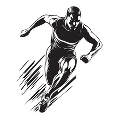 Silhouette of a running person isolated on white background, running man vector silhouette