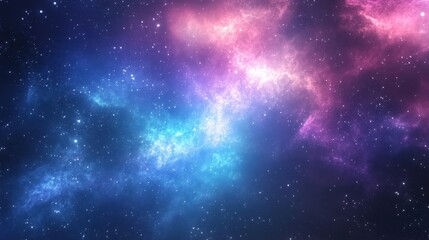 Colorful Cosmic Nebula with Stars in Deep Space Background