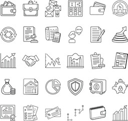 Finance, Business, Accounting, Banking, Investment, Icons, Management, Contract, Growth, Strategy