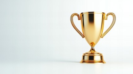 A gleaming gold trophy stands proudly against a minimalist white background.  A symbol of achievement and victory.