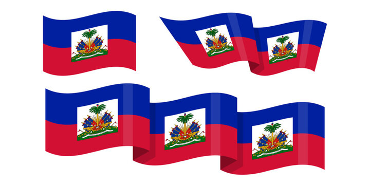 Vector illustration of wavy Haiti flag on transparent background