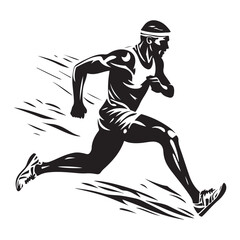 Silhouette of a running person isolated on white background, running man vector silhouette