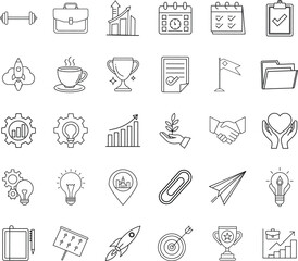 Business Success Icons Planning, Growth, Achievement, and Teamwork