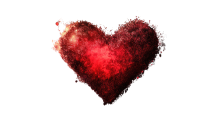Heart of Fire: A fiery red heart shape formed by a burst of particles, symbolizing passion, love, and intense emotions.  