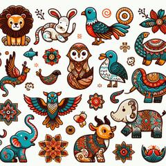 seamless pattern with birds and flowers