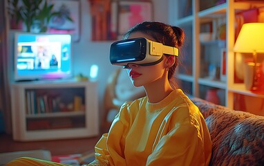 Experiencing virtual reality home digital content cozy room immersive