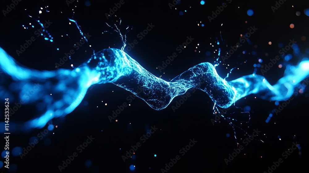Poster abstract blue liquid swirls and splashes against a dark background. a dynamic and captivating image 