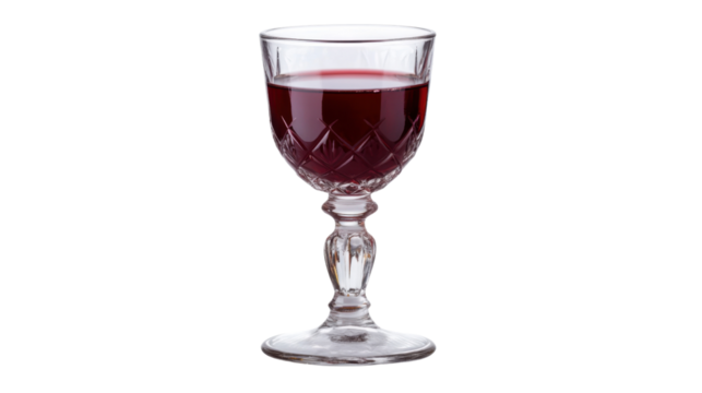 Glass of red wine, transparent background