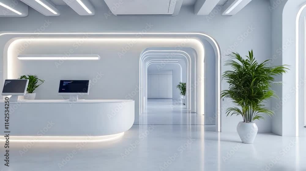 Poster bright and modern reception area with elegant design features in a contemporary setting
