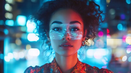 Urban nightlife portrait cityscape digital art neon lights