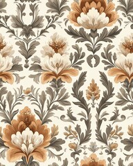 Fototapeta premium Muted Floral Pattern Design in Elegant Tones