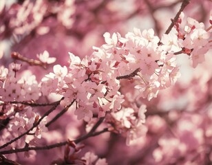 Obraz premium ピンぼけしたピンクの背景と桜