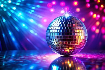 Obraz premium Disco Ball Panoramic Party Background - Sparkling Mirror Effect Image for Celebrations