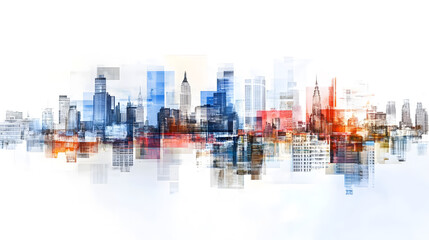 Modern cityscape featuring blend of architecture and vibrant colors, showcasing urban life and creativity