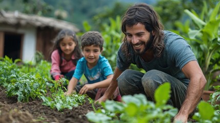 Engaging Community in Organic Gardening: Educational Session for Children in Vibrant Permaculture Oasis
