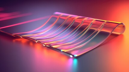 A flexible microchip with glowing lines forming organic shapes, set against a gradient background to emphasize its cutting-edge design