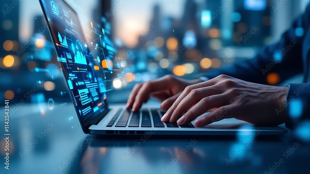 Poster digital technology, internet network connection, big data, digital marketing iot internet of things.
