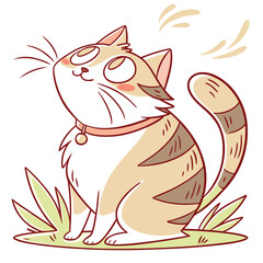 A Cat Sitting On Grass
