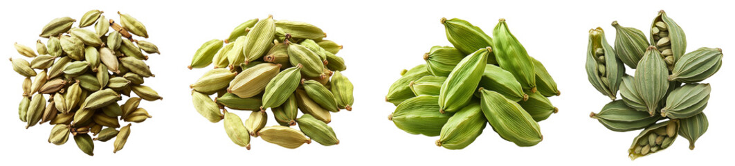 Cardamom pods varieties colorful spices herbs decoration transparent background