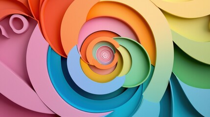 Obraz premium A hypnotic spiral of rainbow colors, with each revolution revealing increasingly complex fractal patterns and geometric shapes.