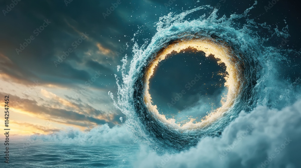 Poster a mesmerizing animation of a black hole, its gravitational pull distorting the fabric of spacetime i