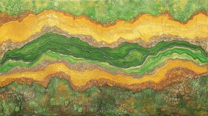 Vibrant Abstract Landscape with Yellow and Green Textures