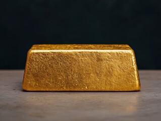 Shiny gold bar resting on a table, symbolizing wealth and investment