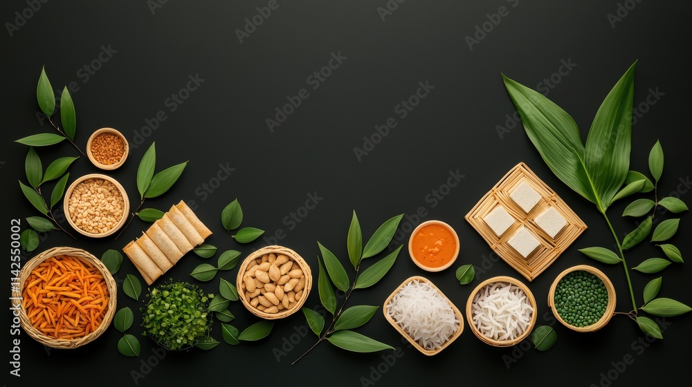 Poster a table filled with an array of traditional foods from around the world, representing the richness a